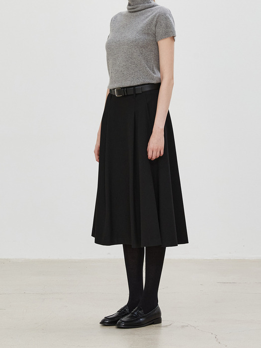 BALMY WOOL SKIRT - BLACK