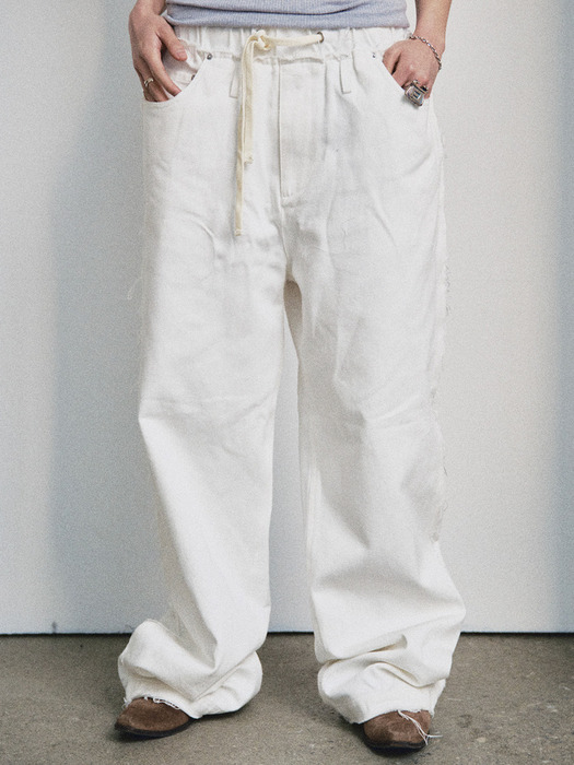 SPLIT-SIDE RELAXED DUAL PANTS_WH