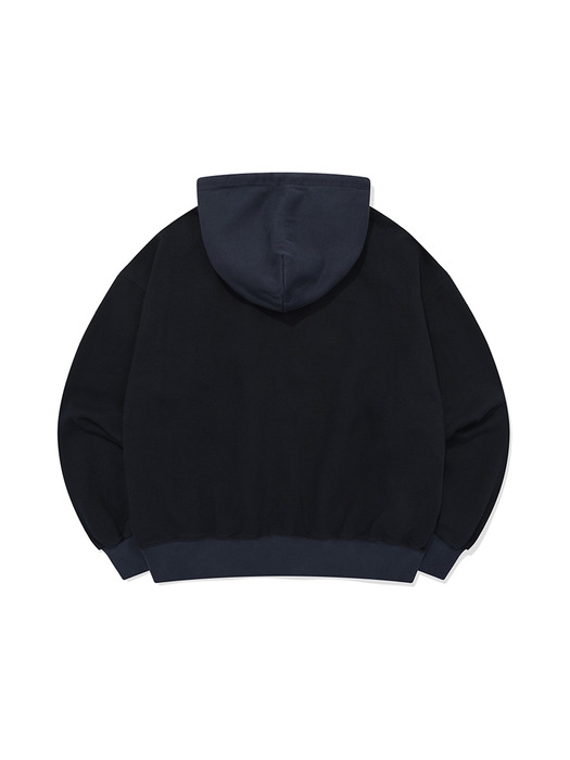Garment dyed hooded zip-up / Pigment navy