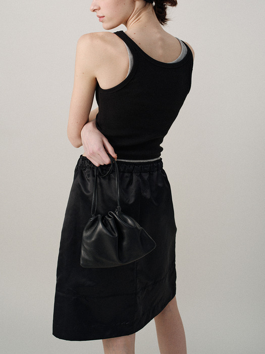 Nylon midi skirt (Black)