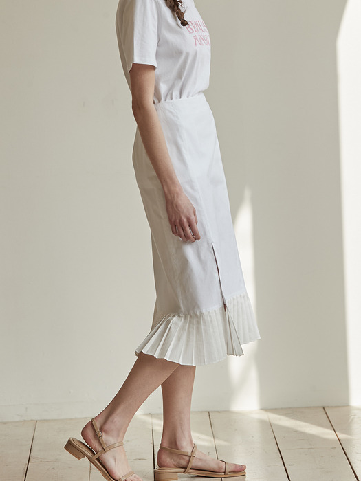 Pleats patch skirt - Ivory