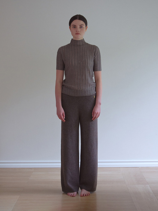 Cashmere 100% Hilda Straight Knit Pants (Sepia Brown)