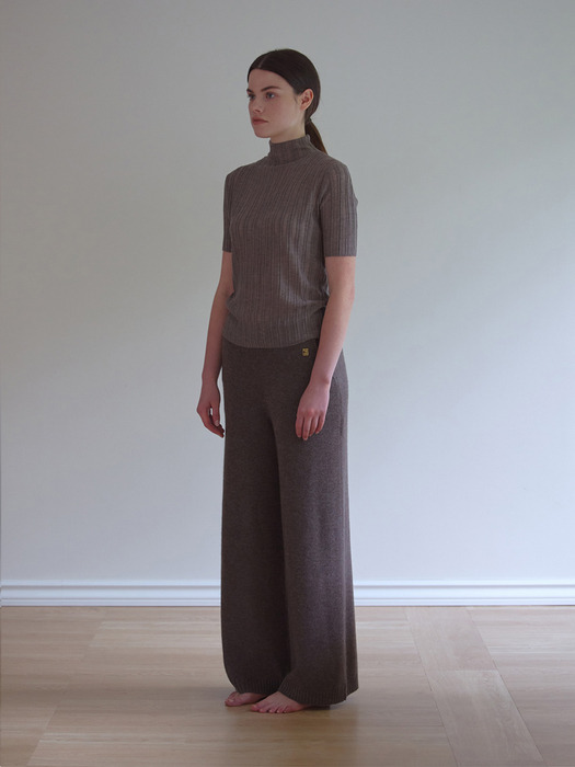 Cashmere 100% Hilda Straight Knit Pants (Sepia Brown)