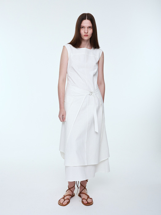 Organic Cotton Wrap Detachable Dress _ White