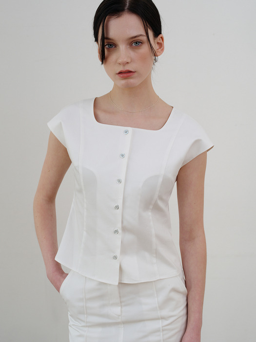 comos 1128 square neck blouse (white)