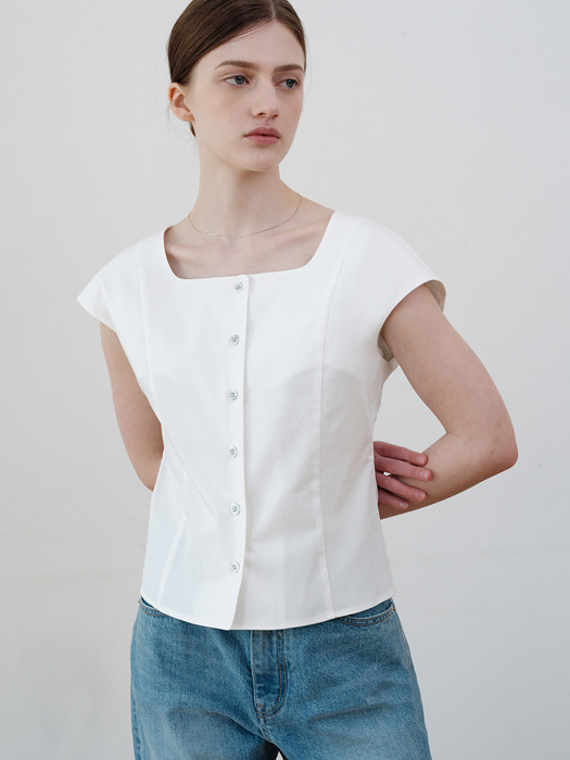 comos 1128 square neck blouse (white)