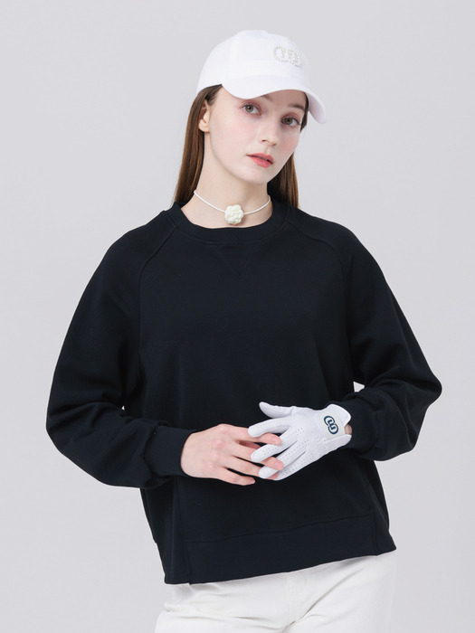 24SS 양면 피케 조직 루즈 핏 블랙 맨투맨 티셔츠