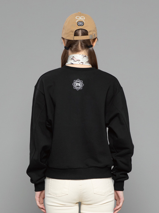 24SS 양면 피케 조직 루즈 핏 블랙 맨투맨 티셔츠