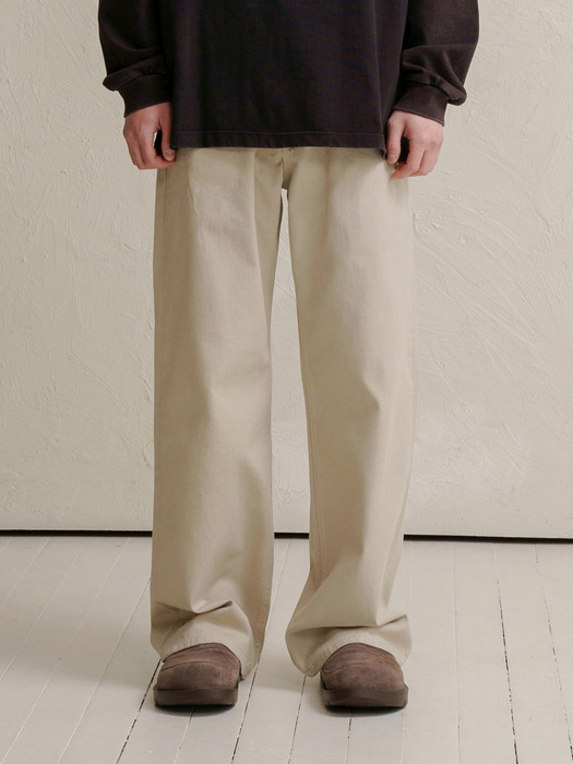 DEN0602 Extra Wide Cotton Pants (Light Beige)