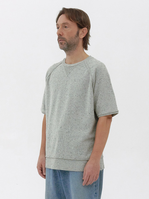 [Men] Nep Knit Half Sweatshirt (Light grey)