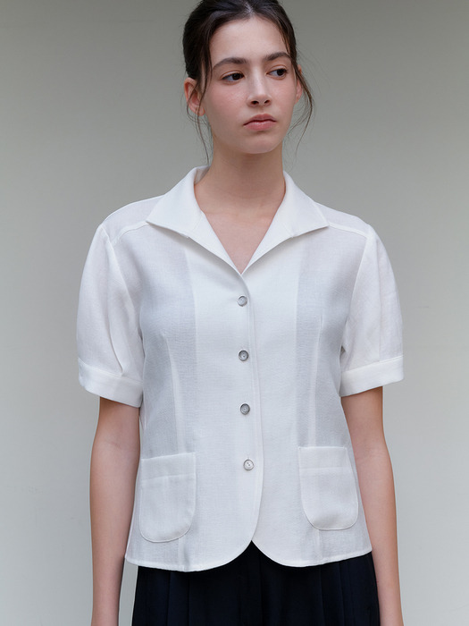 comos 1178 flat collar two-way blouse (white)