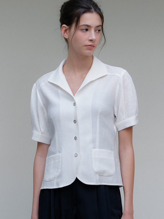 comos 1178 flat collar two-way blouse (white)