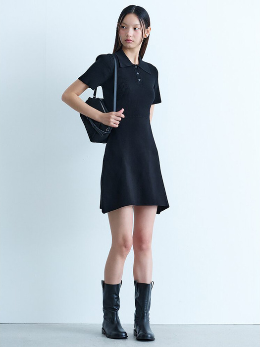 Ribbed Knit Dress  Black (KE485UM025)