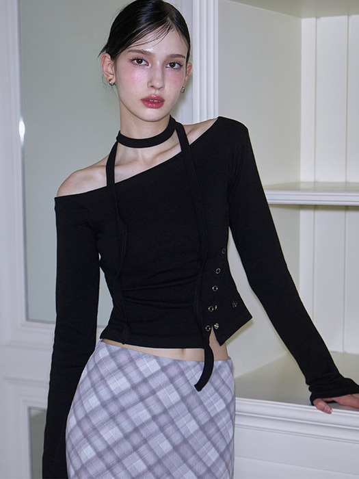 Eyelet Tie Long Sleeve [Black]