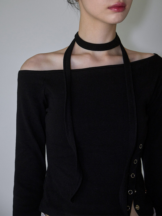 Eyelet Tie Long Sleeve [Black]