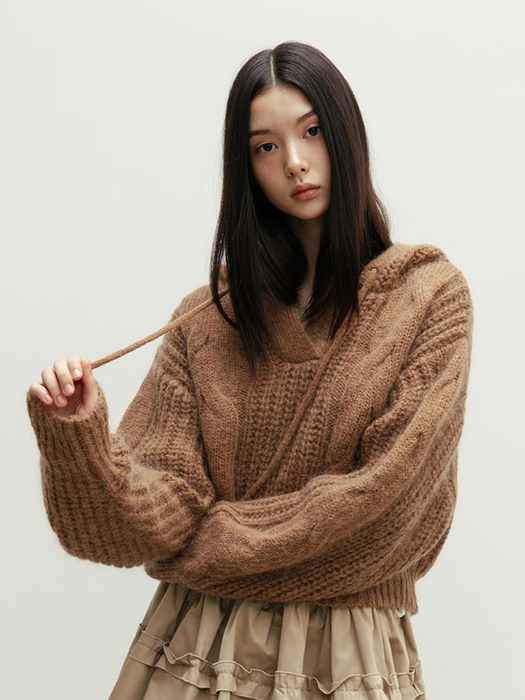 MOHAIR HOOD TWISTED KNIT_TT2W304BR