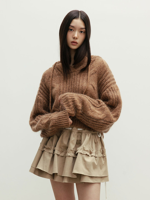 MOHAIR HOOD TWISTED KNIT_TT2W304BR