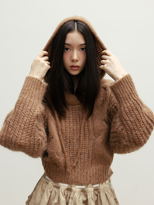 MOHAIR HOOD TWISTED KNIT_TT2W304BR