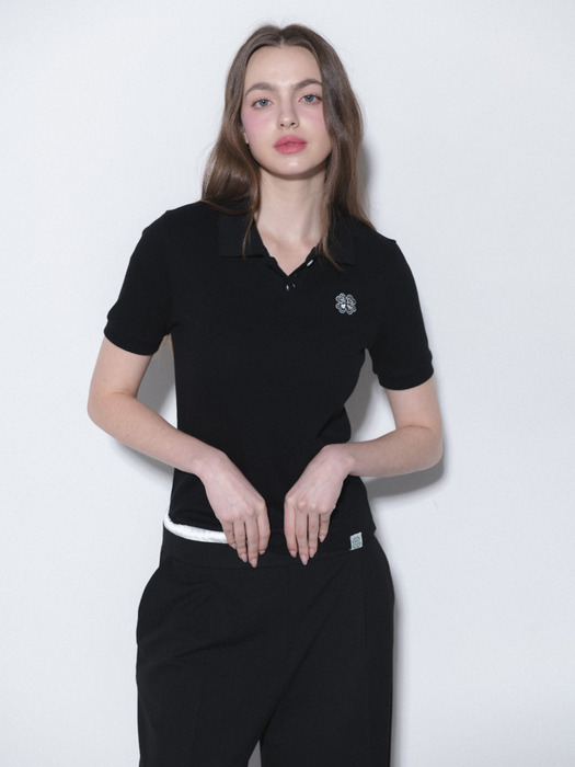 CLOVER KARA BUTTON TSHIRT_BLACK