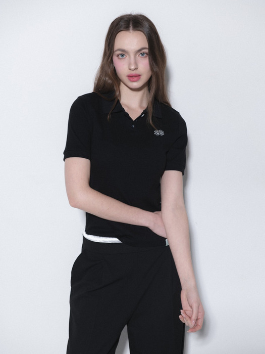 CLOVER KARA BUTTON TSHIRT_BLACK