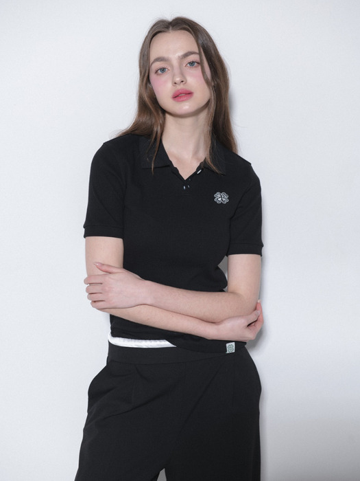 CLOVER KARA BUTTON TSHIRT_BLACK