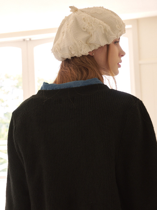 [단독] 3D Flower Beret (Ivory)