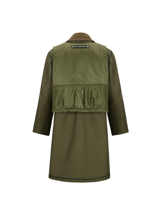 UNISEX VEST LAYERED INSIDE-OUT COAT awa642u(KHAKI)