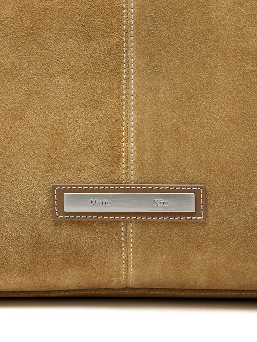 TWO WAY STRAP SUEDE LEATHER BAG IN BEIGE