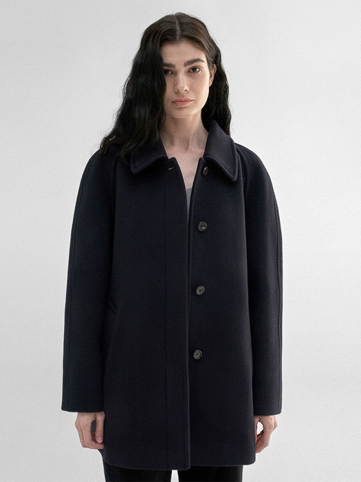 Cashmere Half balmacaan coat (Navy/Black)