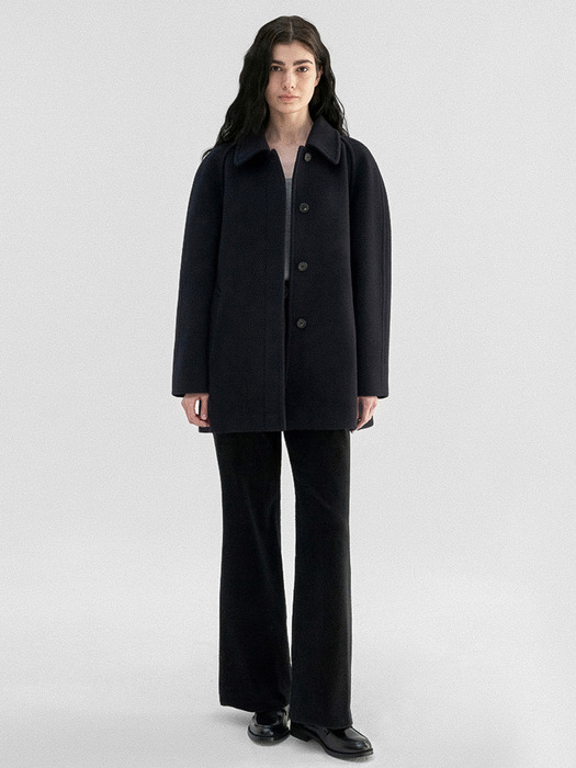 Cashmere Half balmacaan coat (Navy/Black)