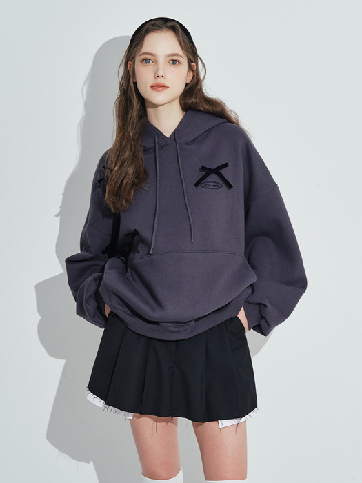 Velvet Ribbon Hoodie [Charcoal]