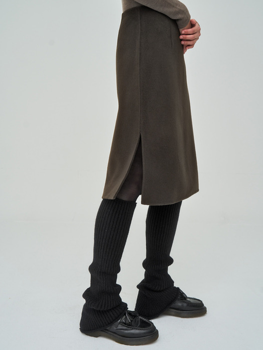 Handmade Side Slit Brown Skirt