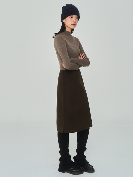 Handmade Side Slit Brown Skirt