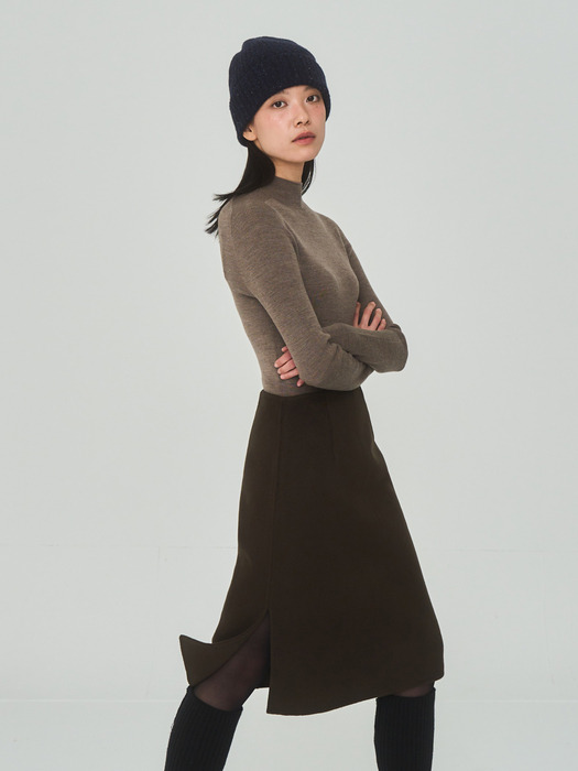 Handmade Side Slit Brown Skirt