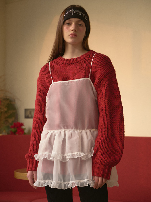 PULLOVER ROUND KNIT_RED