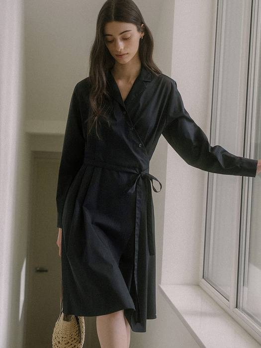 Wrap dress TISU01OP06_Navy - Image 3