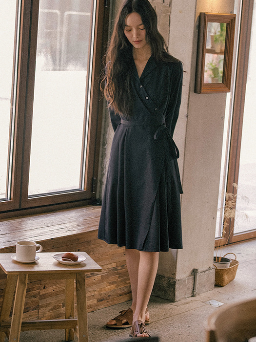 Wrap dress TISU01OP06_Navy - Image 2