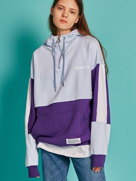 UNISEX ANORAK HOODY _ SKY BLUE - VIOLET