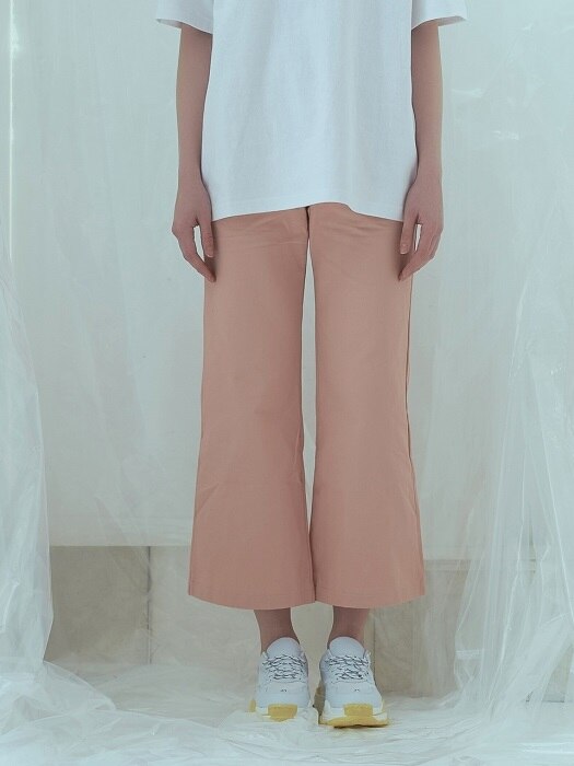 WIDE FIT TWILL BANDING PANTS (PINK)
