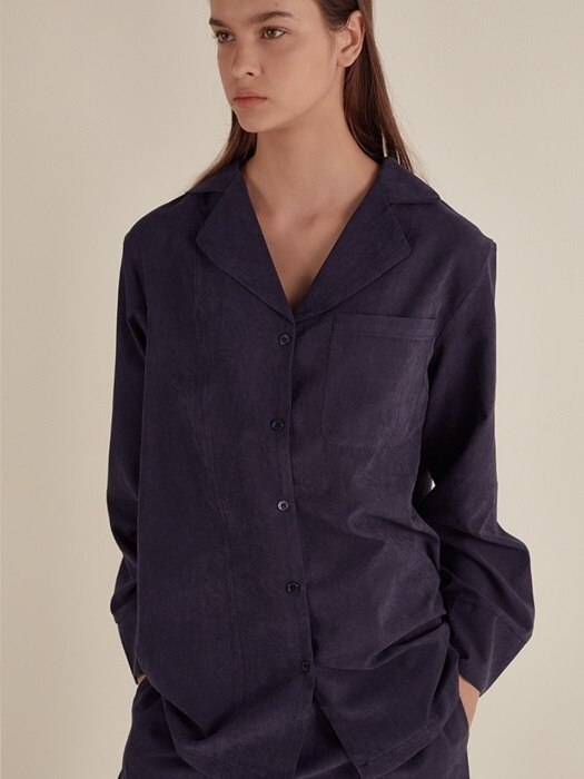 NUBUCK TEXTURE SILKY PAJAMAS_NAVY