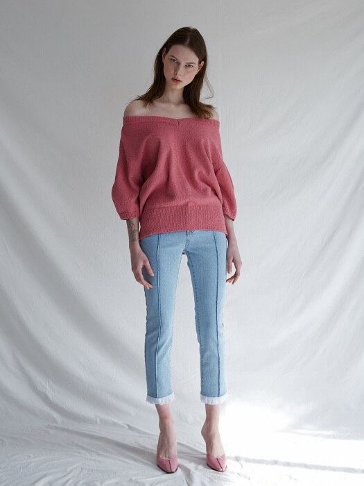 V-NECK BLOOM KNIT [pink]