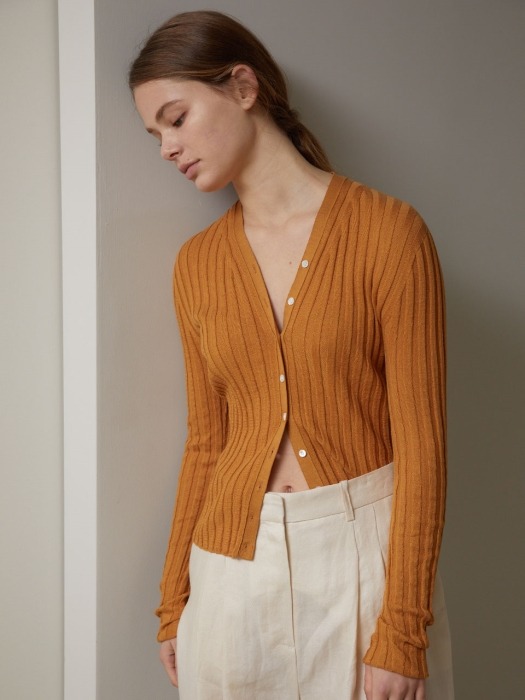 STELLA SILK KNIT CARDIGAN (GOLDEN ORANGE)