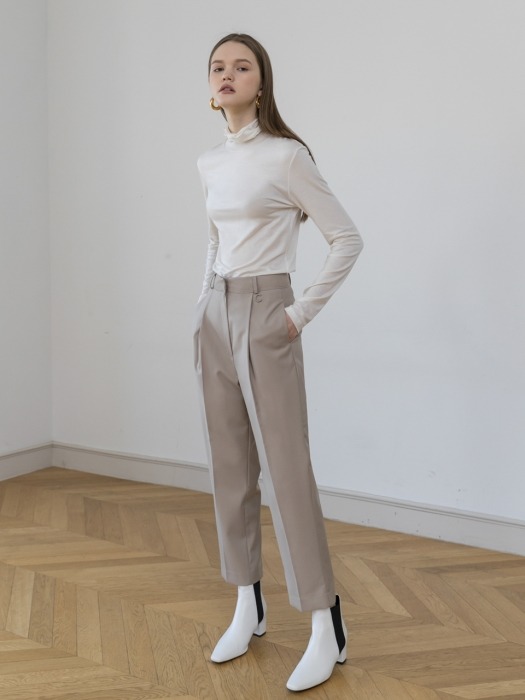 Pleated neck thin turtleneck[IVORY][BEIGE][SKYBLUE]