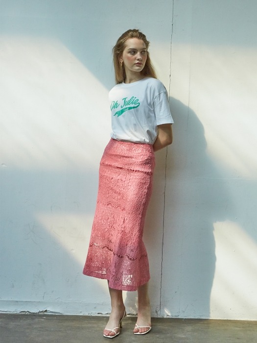 Lace Mermaid Skirt_ Pink