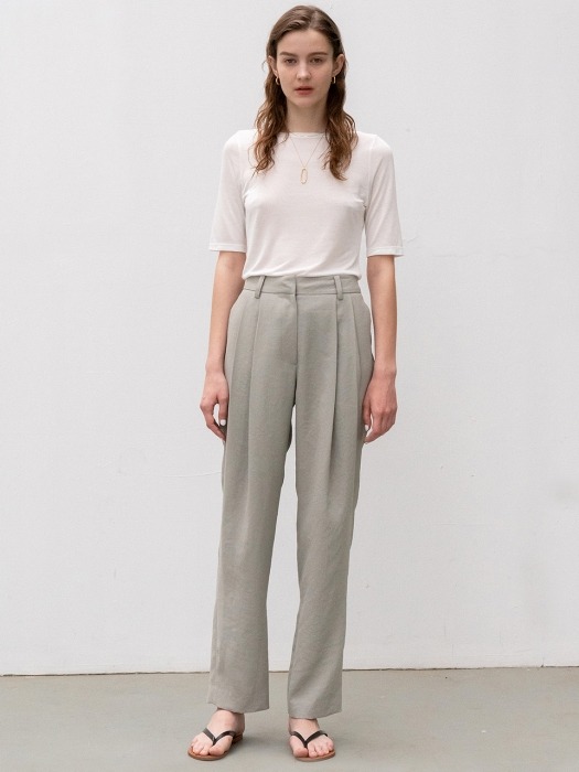 [ESSENTIAL]Wrinkle-free Material Tuck Straight Pants Mint