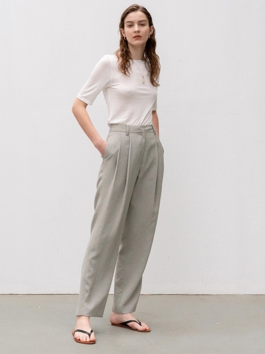 [ESSENTIAL]Wrinkle-free Material Tuck Straight Pants Mint