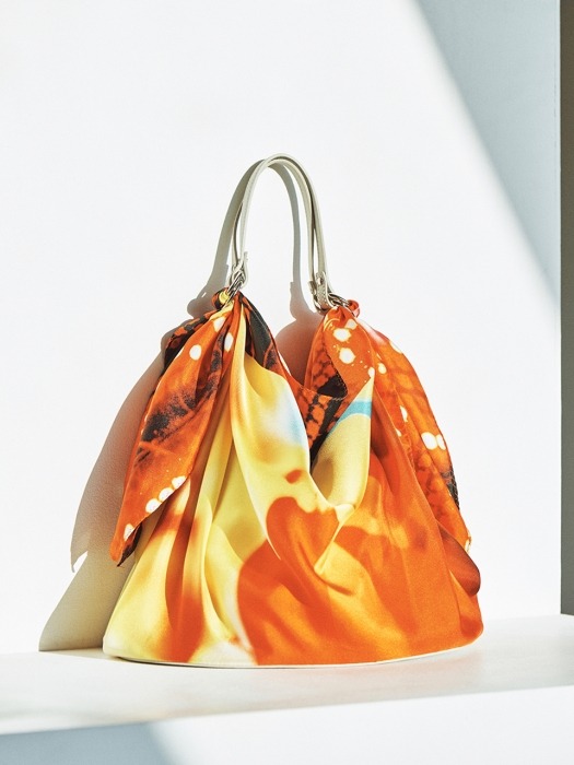 Orange Futuristic Printed Silk Elizabeth Bag