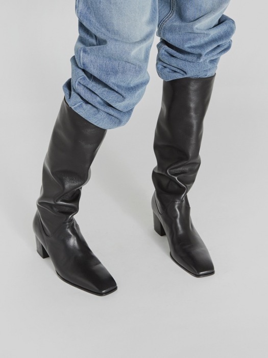 LEATHER TALL BOOTS (BLACK)