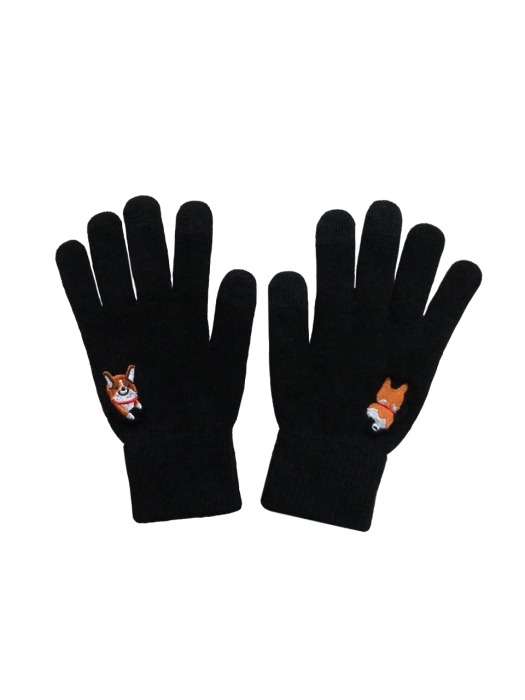 black happy corgi glove