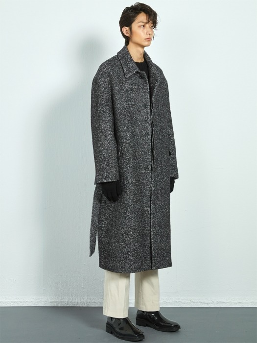 CHARCOAL wool oversized drop shoulder long maccoat(KJ040)